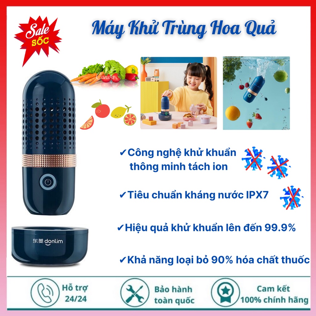 Máy khử trùng hoa quả, rửa rau tự động không dây Cao Cấp - Làm sạch bằng công nghệ thông minh - An toàn dễ dàng sử dụng