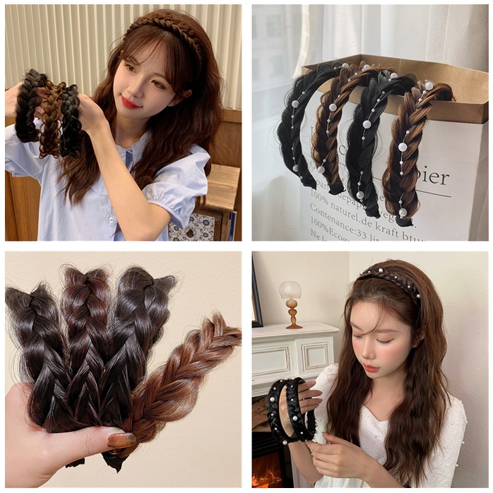 Cài Tóc Giả Thắt Bím Đính Ngọc Trai Thời Trang Cho Nữ