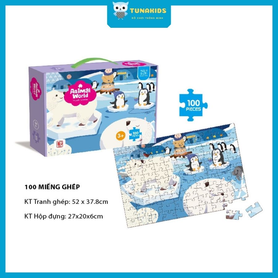 Tranh xếp hình đồ chơi 100 miếng puzzle cao cấp cho bé TunaKids