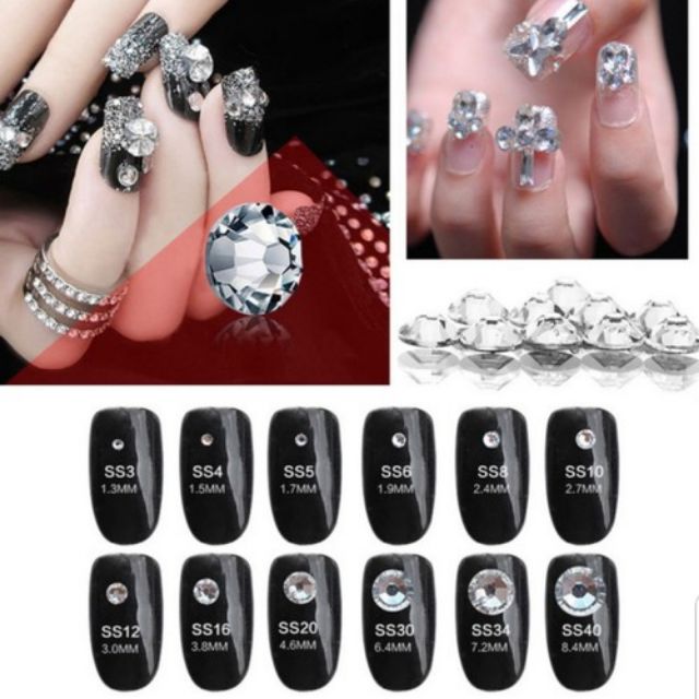 Đá chân keo size ss6 (2mm)Đá đính móng phụ kiện trang trí móng tay