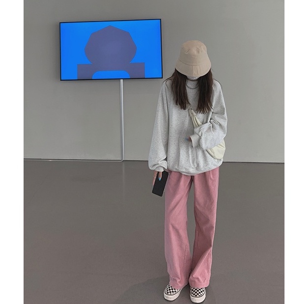 Quần Dài Ống Rộng Lưng Cao Màu Nâu Thời Trang Hàn Quốc Cổ Điển Dành Cho Bạn Nữ