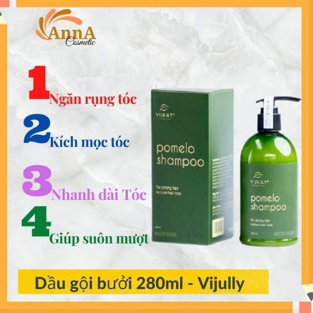 Dầu Gội Bưởi Vijully Kích Thích Mọc Tóc Ngăn Rụng Tóc Pomelo Shampoo 280ml_AnnA.GeniuneCosmetic Tặng Kẹp Tóc 19k