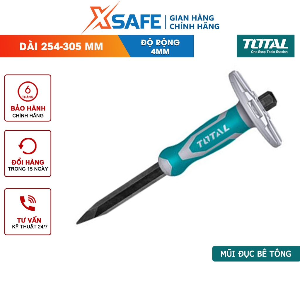 Đục bê tông nhọn TOTAL siêu cứng thép carbon cao cấp chắc chắn, bền bỉ, khả năng chịu nhiệt, chịu lực cao - chính hãng