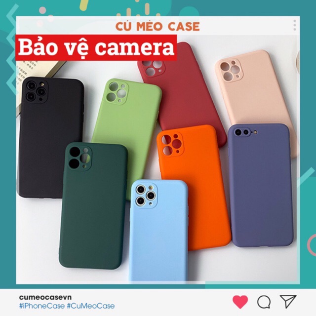 Ốp iPhone bảo vệ camera silicon dẻo basic 8 màu iPhone 7 8 7 Plus 8 Plus X Xs XsMax iPhone 11 11 Promax Cú Mèo