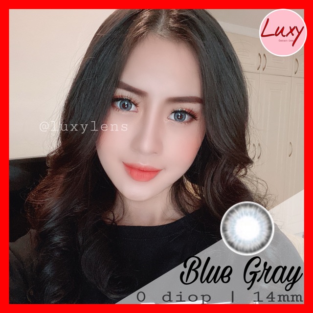 [ Ảnh Thật ] Lens Blue Gray 14mm 0 Độ LUXY LENS Hàn Quốc - Có Bảo Hành