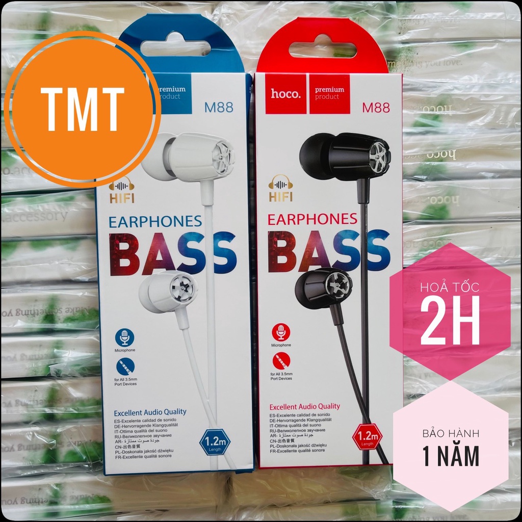 Tai nghe nhét tai Hoco M88 Graceful có dây phích cắm 3.5mm, có mic, dây dài 1.2M - CHÍNH HÃNG