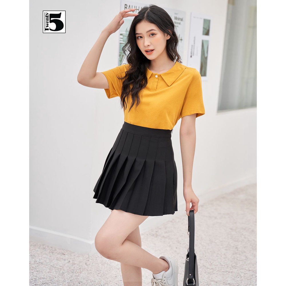 Áo thun polo nữ croptop tay ngắn chất cotton mịn Twentyfive N418