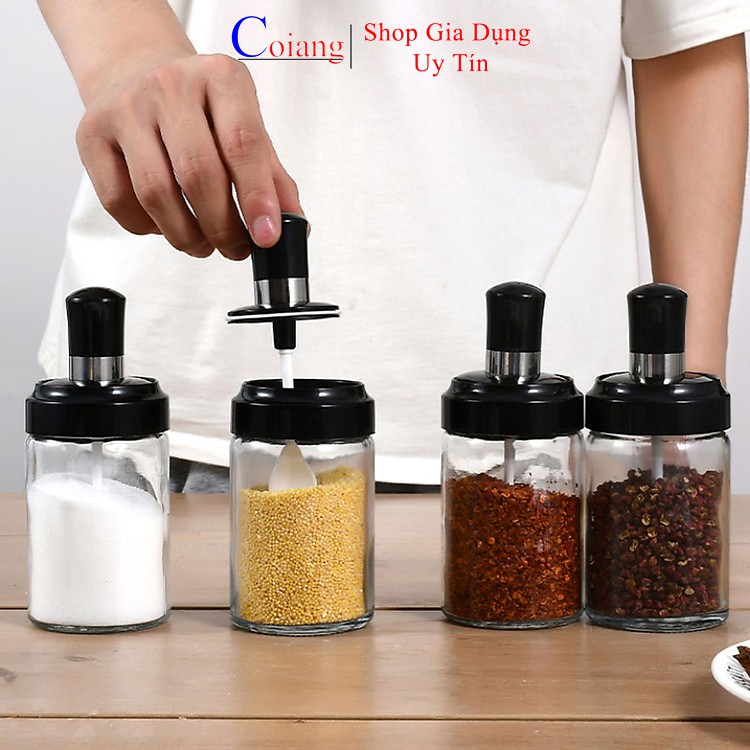 Hũ Đựng Gia Vị chống ẩm kèm thìa muỗng, lọ đựng gia vị thủy tinh 250ml | BigBuy360 - bigbuy360.vn