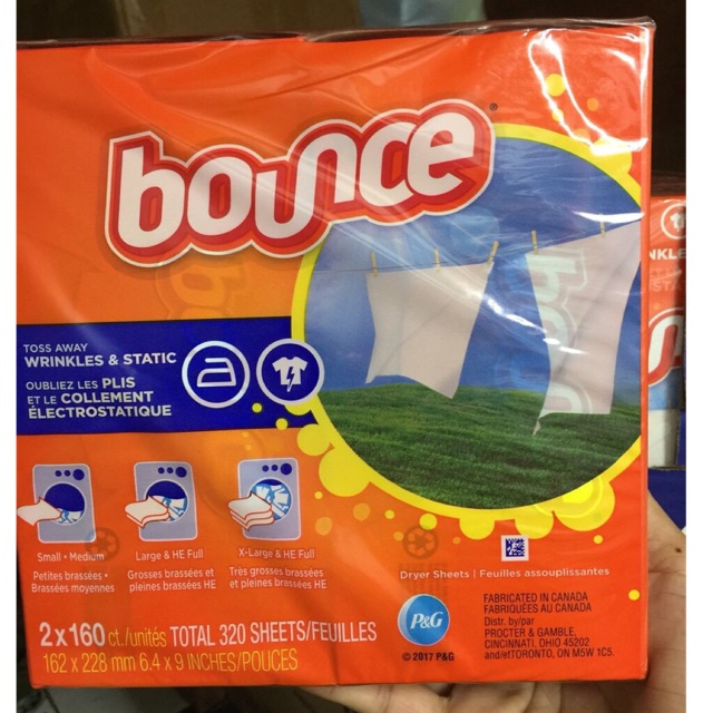 Giấy thơm dùng cho máy sấy, ướp quần áo Bounce xuất xứ Mỹ 160 . 320 tờ