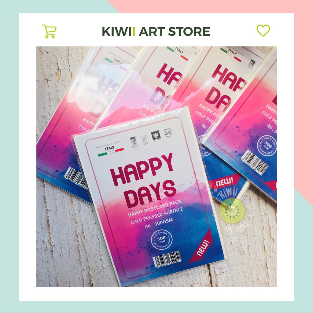 Giấy vẽ màu nước Happy Postcard A6 300gsm