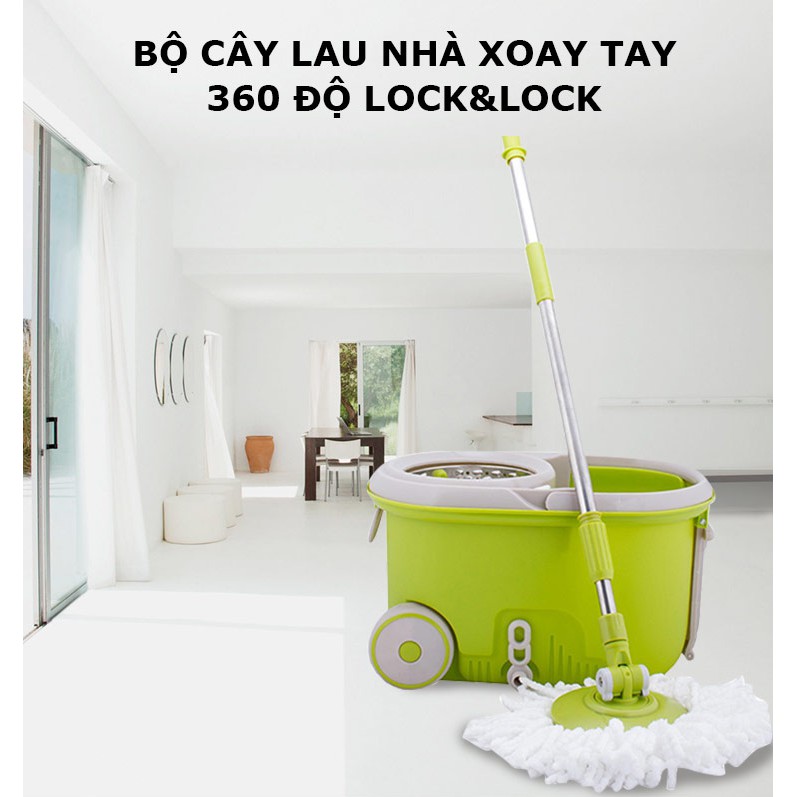 Bộ Cây Lau Nhà Xoay Tay 360 Độ Lock&Lock MOP-L003 (Xanh Lá Cây)