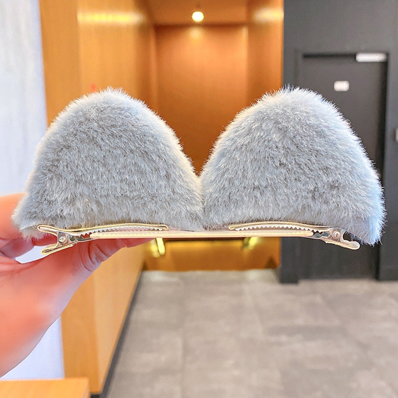 Kẹp Tóc Hình Tai Mèo Hoạt Hình Bằng Lông Nhung Dễ Thương Xinh Xắn