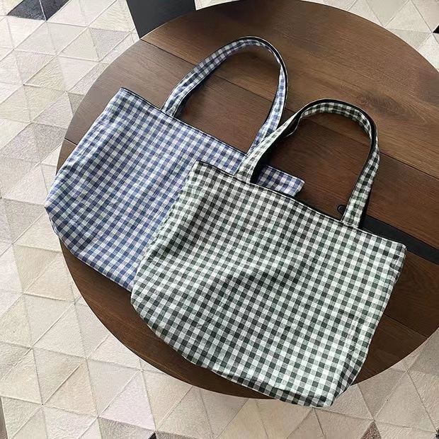 Túi Vải Canvas Họa Tiết Sọc Caro Màu Sắc Đơn Giản Chất Lượng Cao