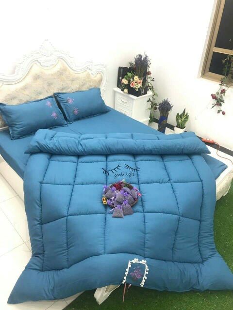 Bộ chăn ga gối phao đũi huong hoa Lavender