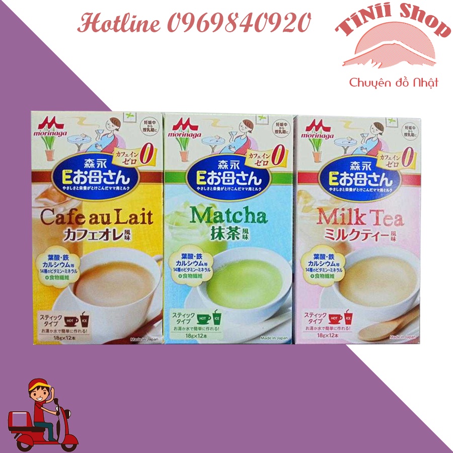 Sữa bầu Morinaga Nhật Bản vị Matcha, Trà sữa, Cafe cung cấp dinh dưỡng cho mẹ bầu - Shop TiNii