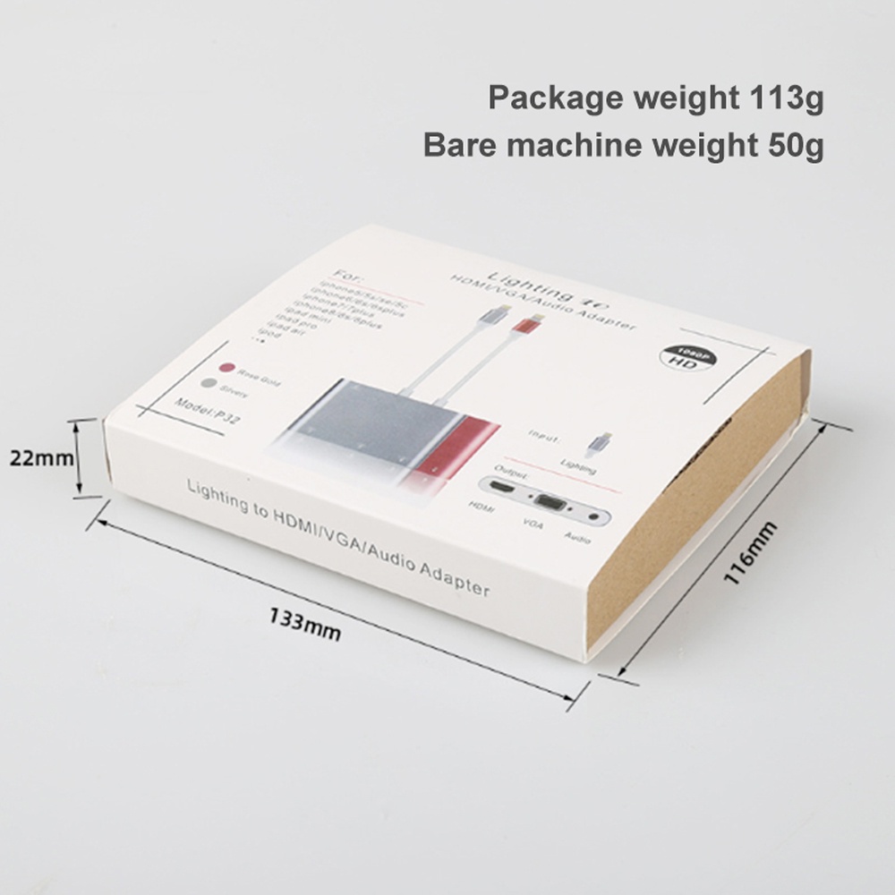 Cáp Chuyển Đổi Hdtv OTG Sang HDMI VGA 3.5mm Cho IP/tablet táo