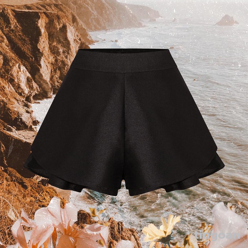 Quần váy cạp cao xoè 2 tầng đen tingoan CHARMIE SKORT/BL | BigBuy360 - bigbuy360.vn