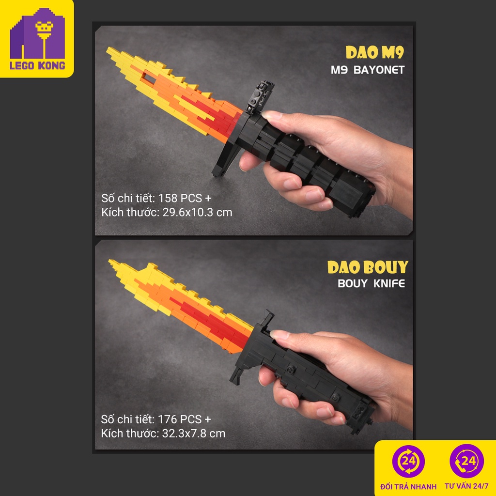 Đồ chơi lắp ráp block mô hình CSGO butterfly karambit m9 bayonet bouy xếp hình quân đội trang trí decor góc làm việc