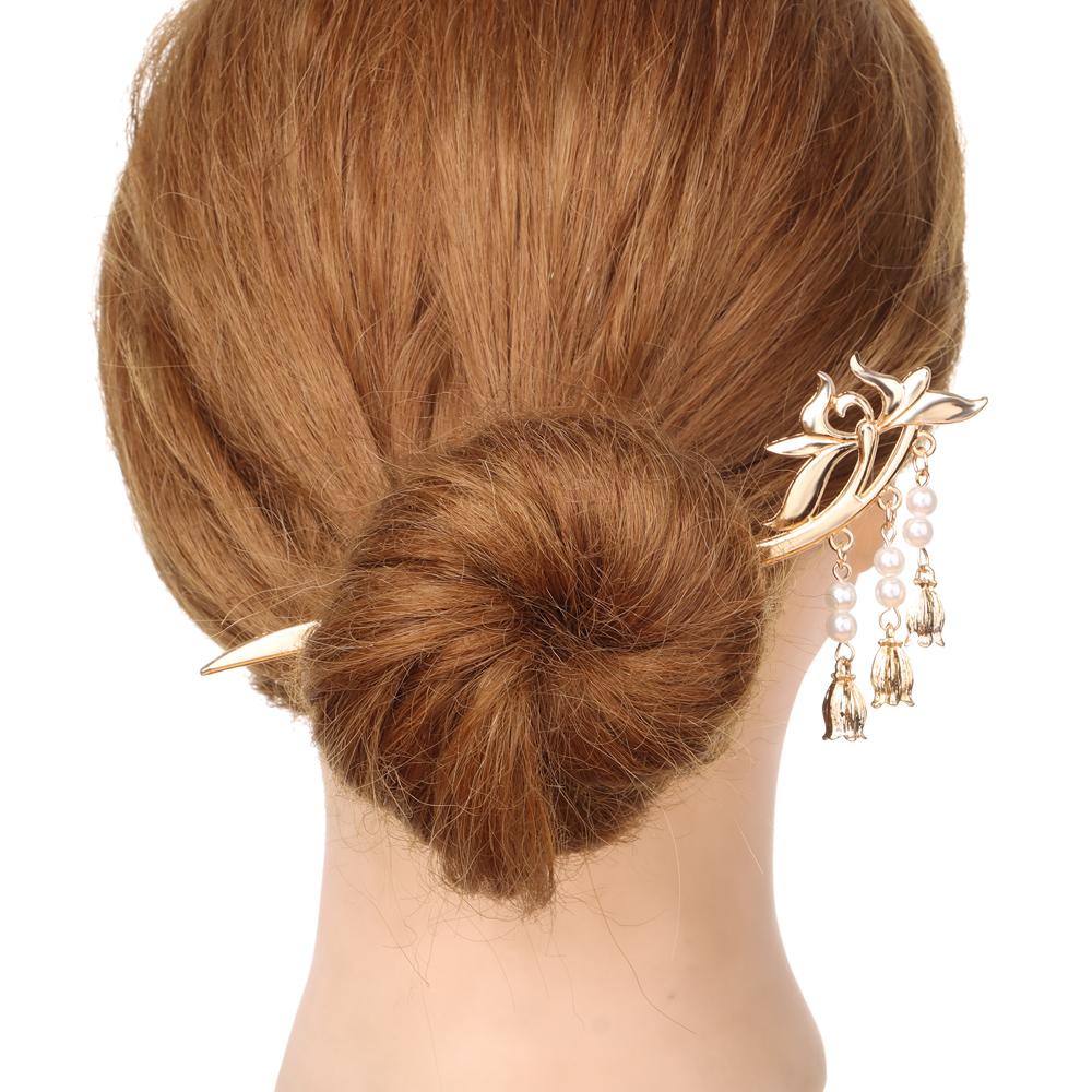 Trâm Cài Tóc Đính Ngọc Trai Tua Rua Phong Cách Cổ Điển Cho Nữ