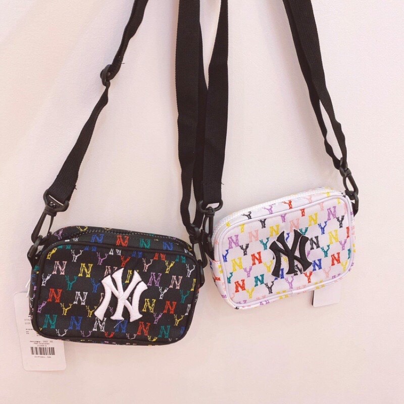 Túi Đeo Chéo Nam MLB NY Hàng Xuất Dư - Túi Xách Đeo Chéo Mini Bag Nam Nữ Pink Full Tag Code