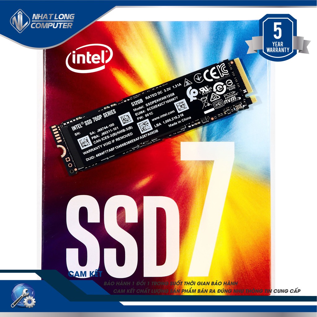 Ổ cứng SSD M2-PCIe 256GB/512GB/1Tb Intel 760p NVMe 2280 .