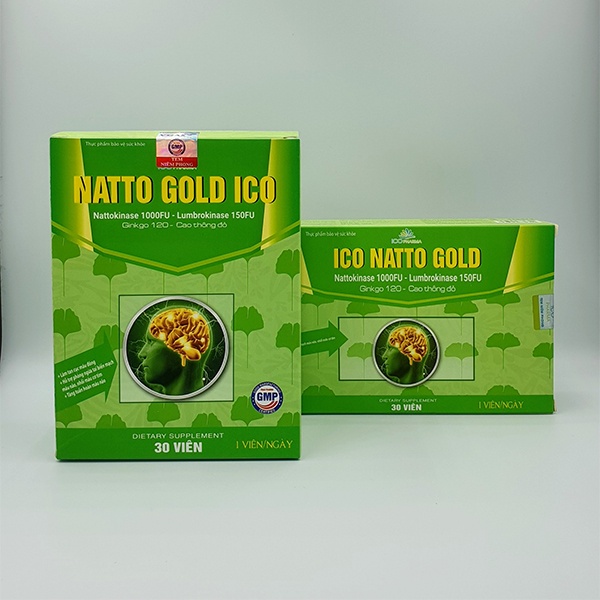 HOẠT HUYẾT DƯỠNG NÃO NATTO GOLD ICO NGỪA TAI BIẾN, ĐỘT QUỴ HỘP 30 VIÊN DÙNG 1 THÁNG