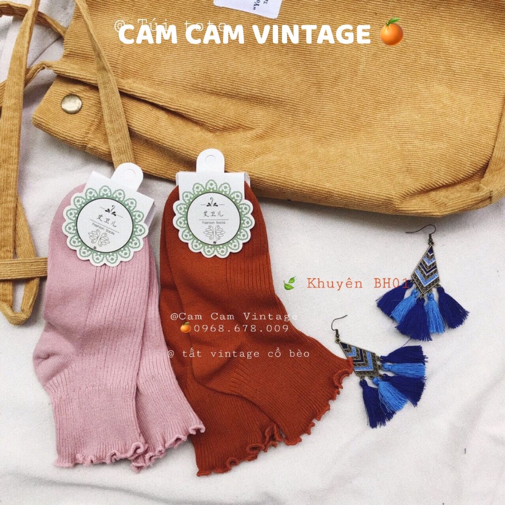 TẤT CAO CỔ NỮ TIỂU THƯ CỔ BÈO VỚ CAO CỔ NỮ - CAM CAM VINTAGE