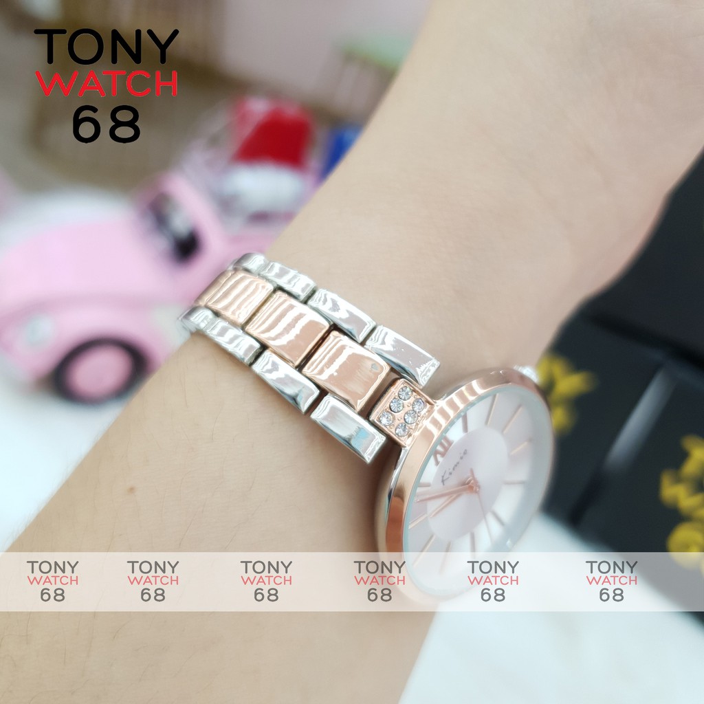 Đồng hồ nữ đeo tay chính hãng Kimio dây kim loại mặt tròn màu bạc chống nước Tony Watch 68