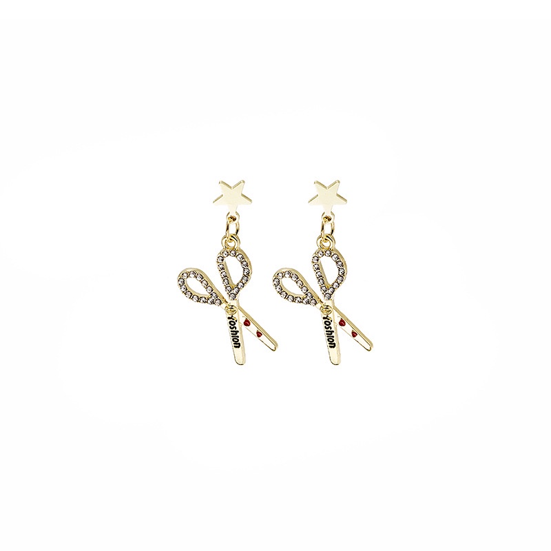 Bông tai mạ bạc S925 hình kéo dài đính đá kim cương dễ phối đồ cho nữ