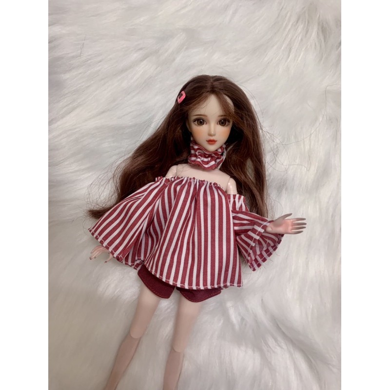 Set áo trễ vai kèm quần short size xinyi, blythe, ob,barbie