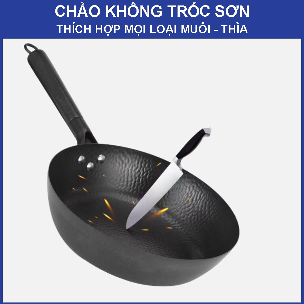 Chảo chống dính sâu lòng cao cấp size 28 cm công nghệ Nhật Bản, Chảo sâu lòng cán gỗ cách nhiệt dùng cho mọi loại bếp