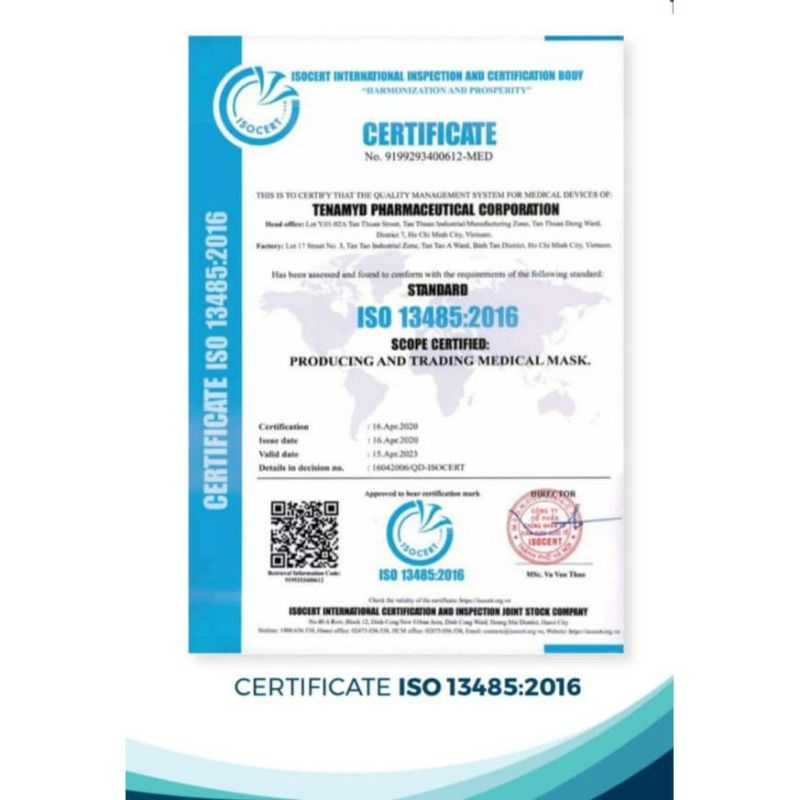 [Cao cấp] Khẩu Trang N95 Tenamyd Chính Hãng Kháng khuẩn chuẩn FDA | BigBuy360 - bigbuy360.vn