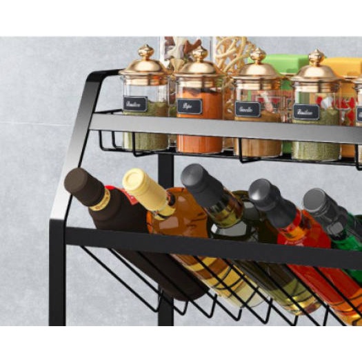 Kệ gia vị 4 tầng bằng thép chống gỉ sơn tĩnh điện 2 ngang, 2 dốc hàng nhập khẩu