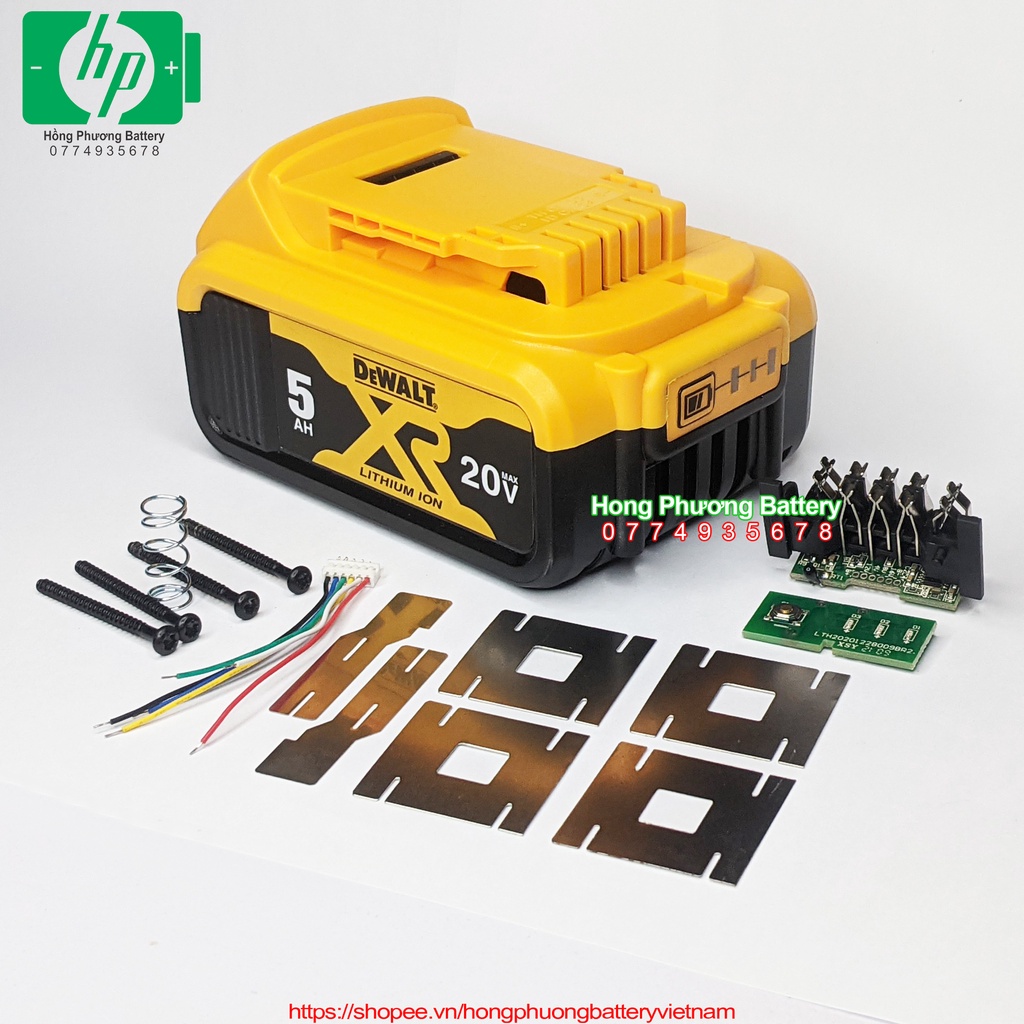 Vỏ mạch thay thế pin Dewalt 18V 5A 2hàng 18650 [ HP Battery ]