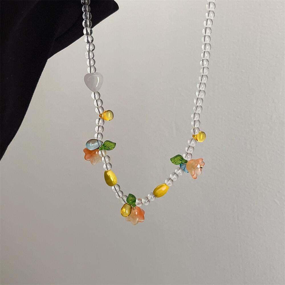 AROMA Vòng cổ Mặt Hoa Đính Đá Xinh Xắn Cho Nữ