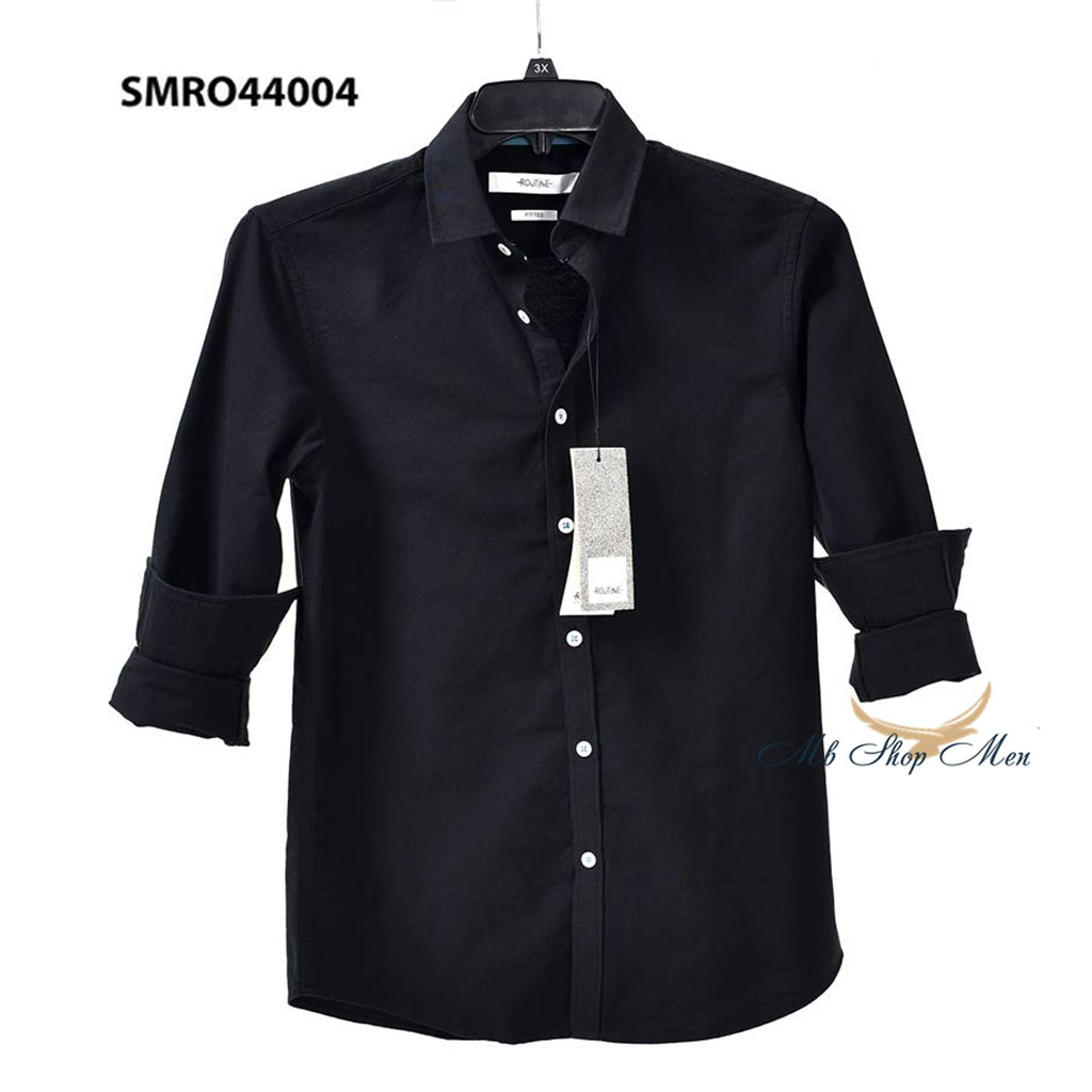 Áo Sơ Mi Nam Oxford Cổ Bẻ, Dài Tay Màu Đen Mềm Mịn, dễ mix đồ với quần jean tại Shopee