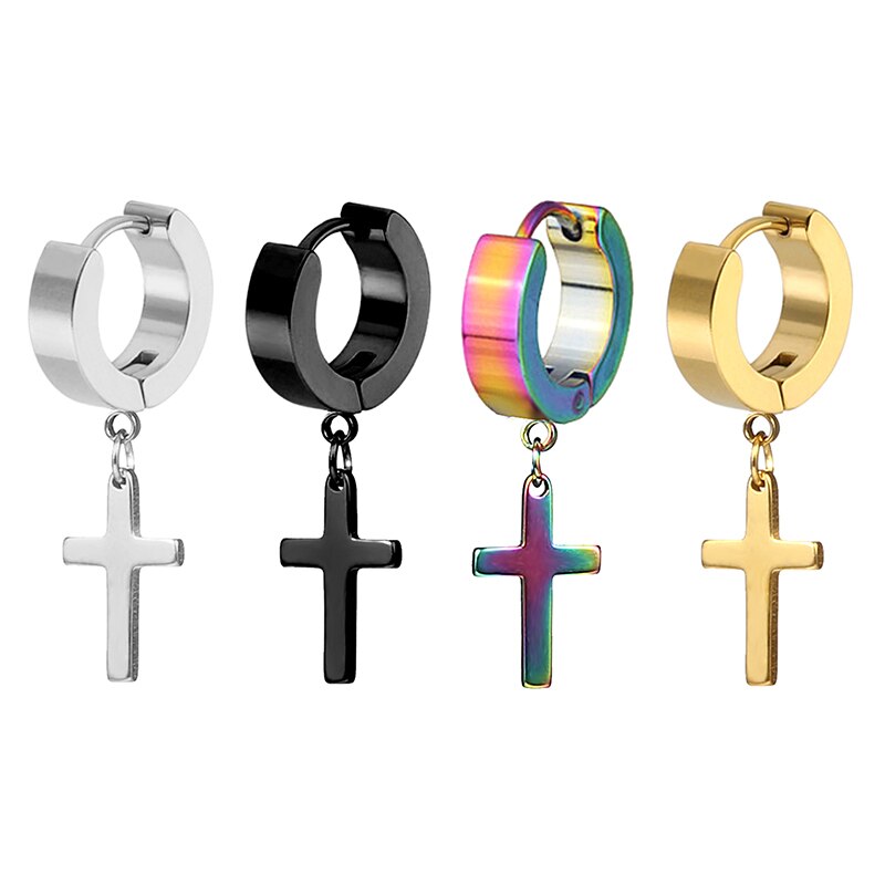 Khuyên Tai Nam Nữ Hình Chữ Thập Phong Cách Hip Hop