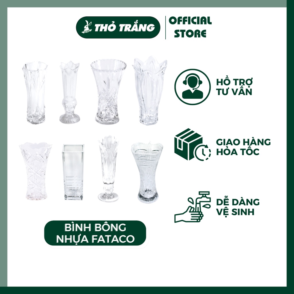 Bình Bông Nhựa Trong Acrylic Trưng Hoa Tết Nhựa Cao Cấp Fataco Việt Nam Đa Dạng Mẫu và Size