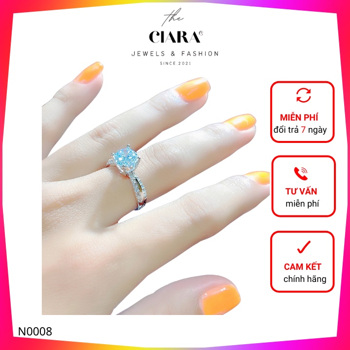 Nhẫn Nữ✨𝐌𝐀̂̃𝐔 𝐇𝐎𝐓 𝟐𝟎𝟐𝟏✨ Nhẫn Mạ Vàng Trắng 18K Đính Đá CZ CIARA- Kiểu dáng Sang Trọng, Qúy Phái - N0006