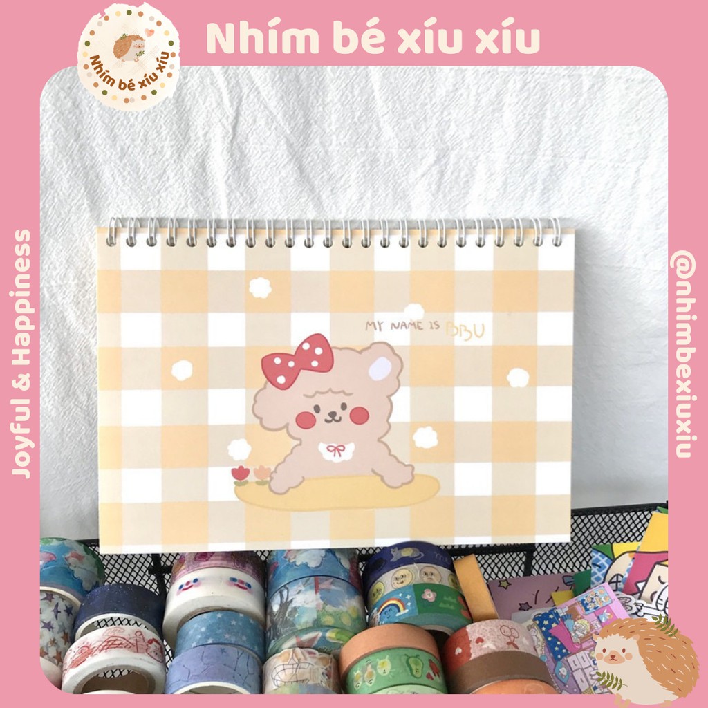 Sổ chiết lưu trữ sticker washi tape bìa màu siêu cute size A4/A5 VT303