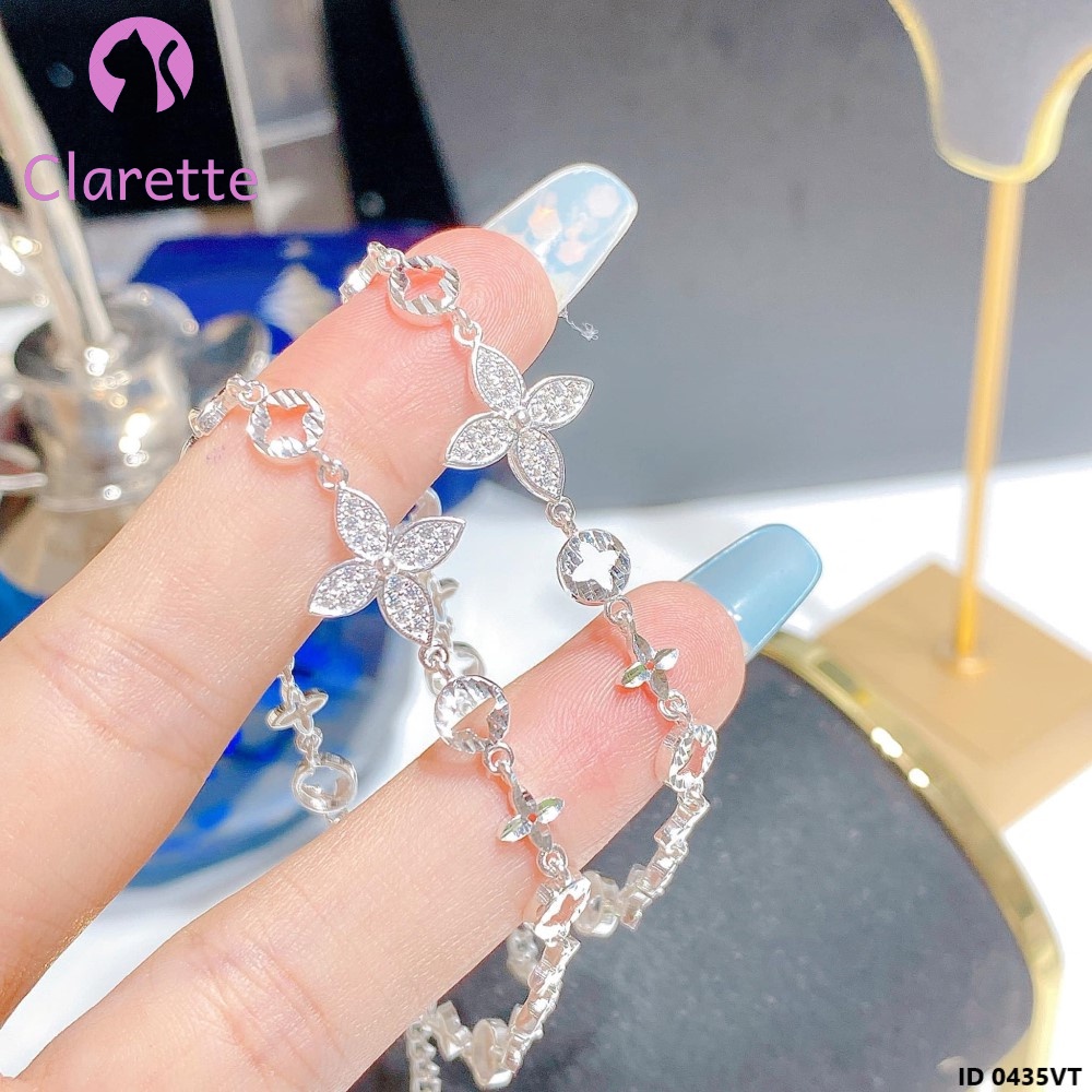 Vòng tay bạc hình hoa bốn cánh Clarette 0435VT