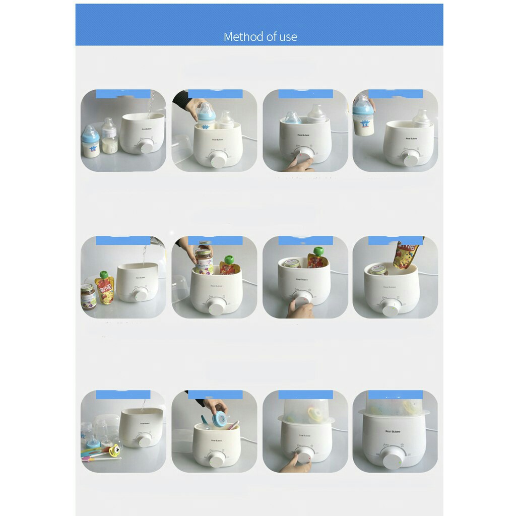 Máy Hâm Sữa Tiệt Trùng Đa Chức Năng Real Bubee-Tặng Bộ Dụng Cụ Vệ Sinh + Gắp Bình Sữa