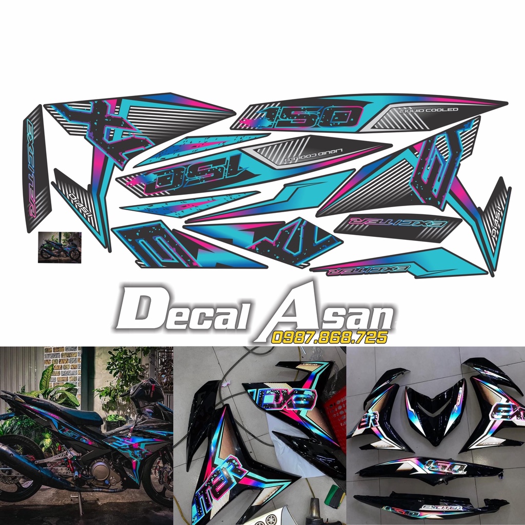 Tem Rời Exciter 150 EXC Mẫu Mới Siêu Bóng | Chống Xước | Chống Bay Màu ( TEM CHUẨN 5 LỚP IN CÔNG NGHỆ CAO )