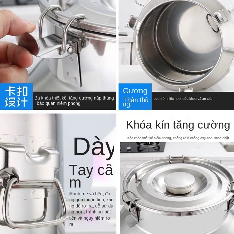 Thép không gỉ Can kín khí đa chức năng, thùng đựng dầu ăn dung tích lớn, gạo, rượu, nước, trà