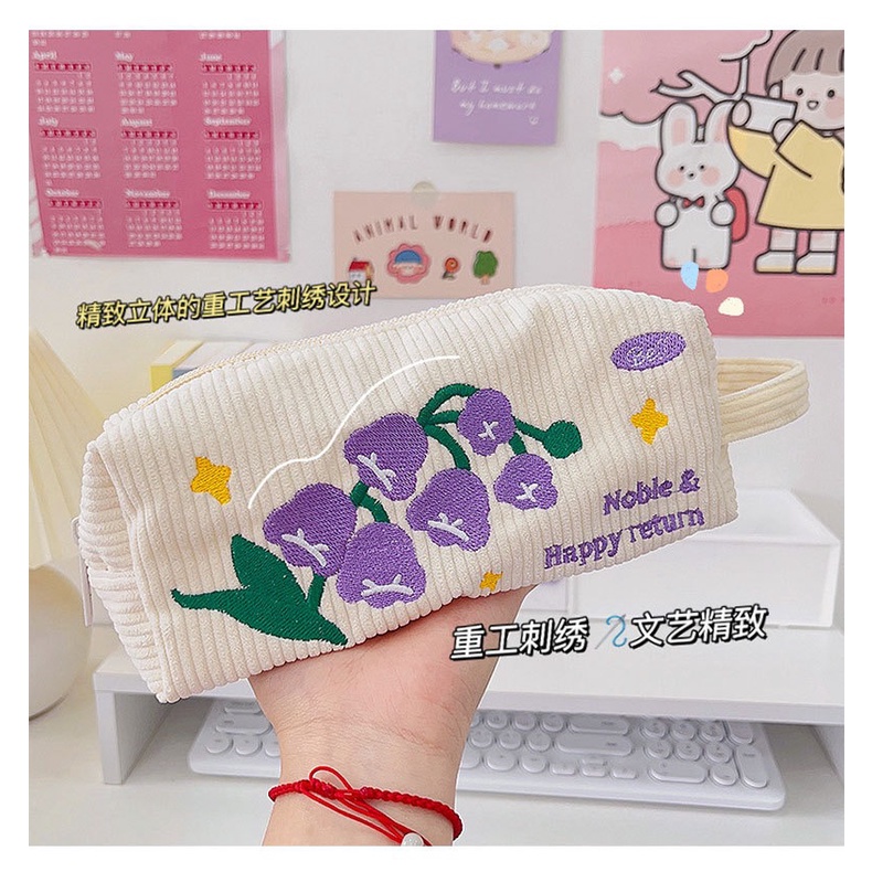 Túi Đựng Bút Thêu Hình Hộp Sữa Thời Trang Hàn Quốc