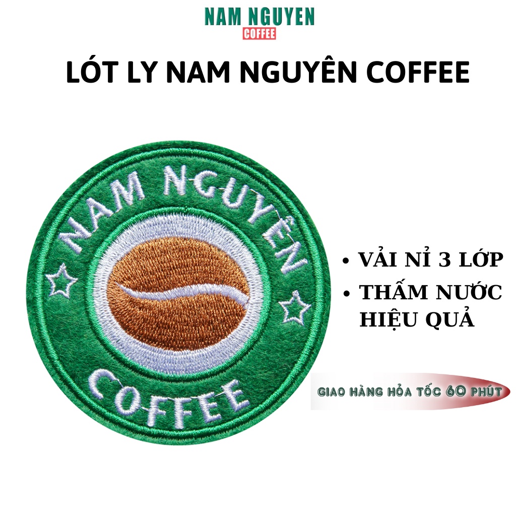 Đế lót ly 3 lớp, hình tròn, thấm hút nước tốt, có thể giặt sạch và khô nhanh đến từ Nam Nguyên Coffee