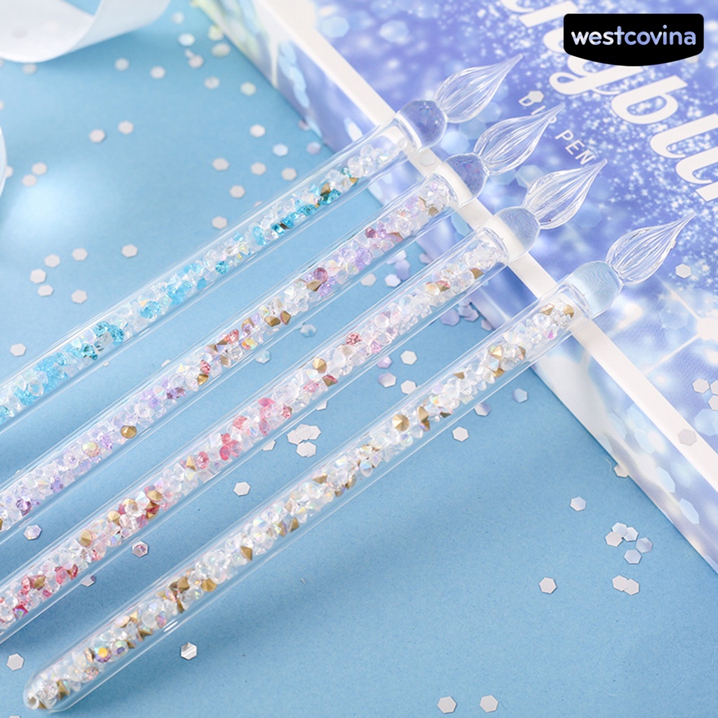 [Hot]✍Bút Ký Tên Bằng Kính Cỡ Nhỏ Họa Tiết Kim Cương Độc Đáo Trang Trí Nhà Cửa