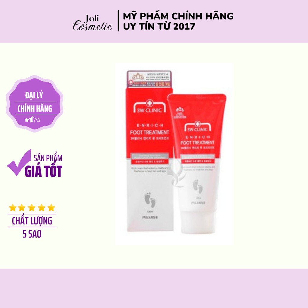 Kem dưỡng da chân 3W Clinic ngăn ngừa khô da và dưỡng ẩm 100ml Hàn Quốc