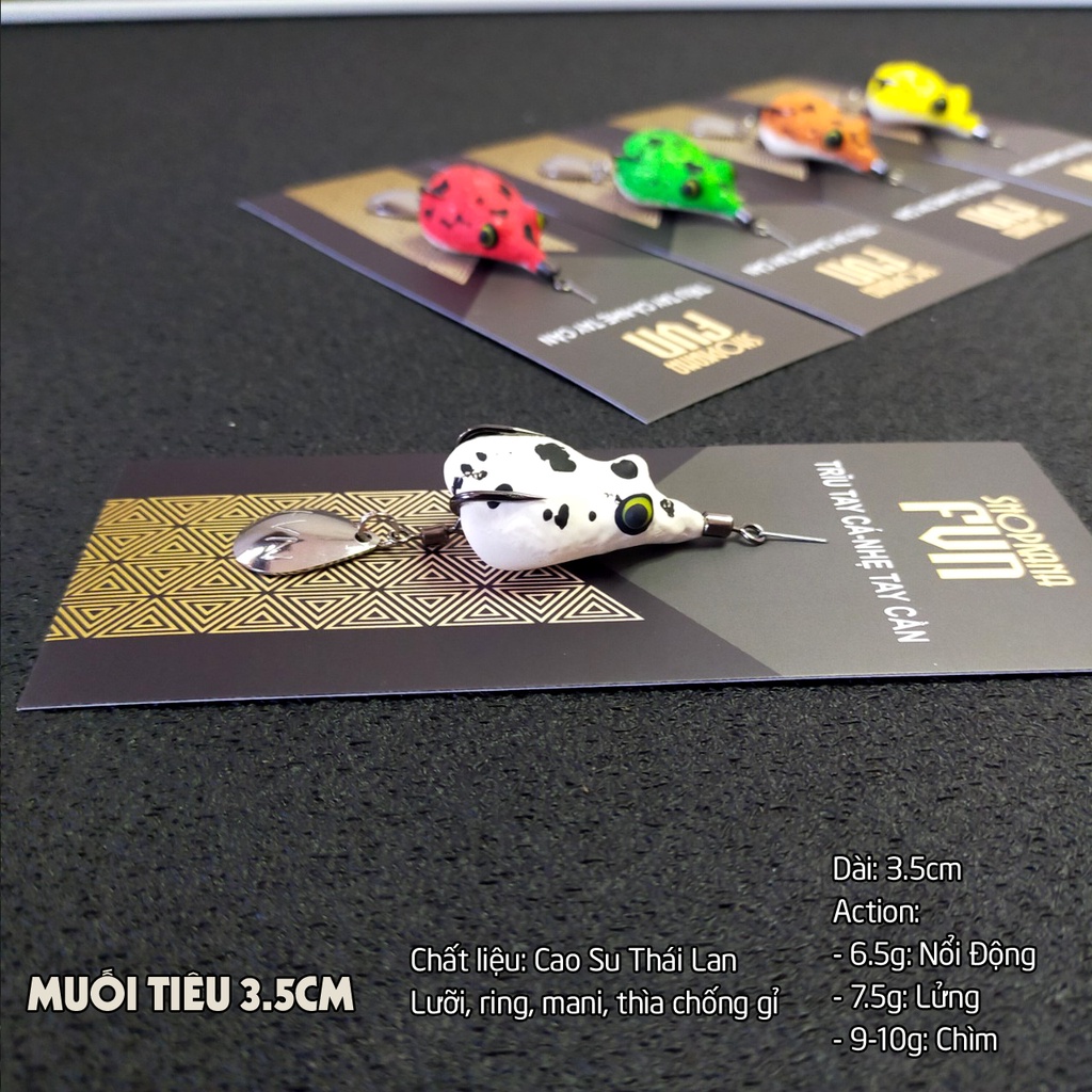 Mồi Câu nhái hơi Muối Tiêu 3.5cm, Trị bú bình hiệu quả