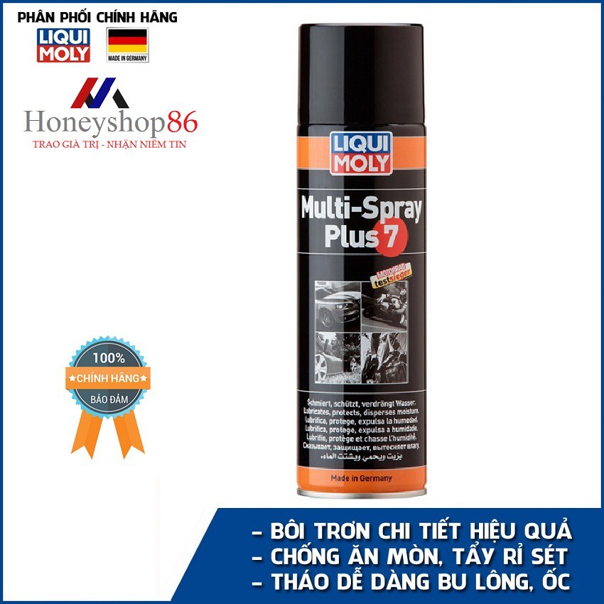 [ HỮU ÍCH] Chai xịt tẩy gỉ sét, bôi trơn đa năng Liqui Moly Multi-Spray Plus7 mã 3305 500ml HONEYSHOP86